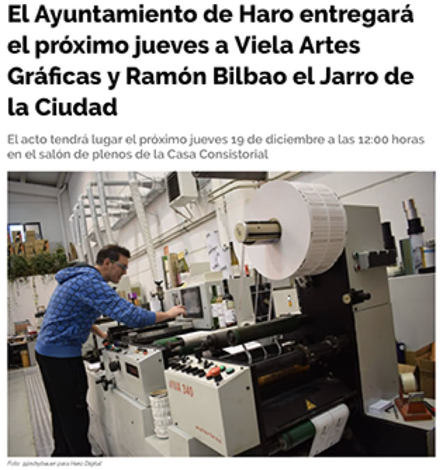 El ayuntamiento de Haro nos concede el Jarrro de nuestra ciudad.