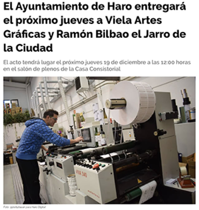 El ayuntamiento de Haro nos concede el Jarrro de nuestra ciudad.